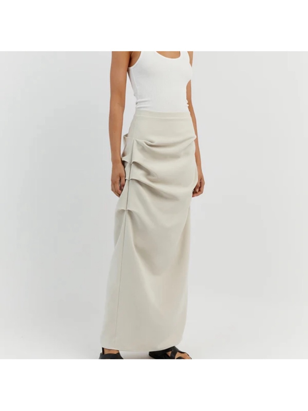 DISSH Nile Draped Maxi Skirt in Bone